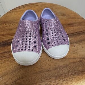 Native Jefferson Glitter Slip On Shoes Toddler Size C5 Purple Sparkle